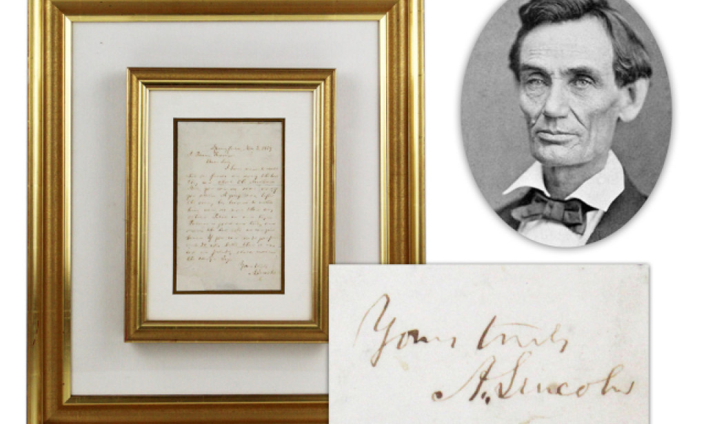 University Archives' Online-Only Auction, April 23rd, will Feature Over 60 Lots Dedicated to Lincoln
