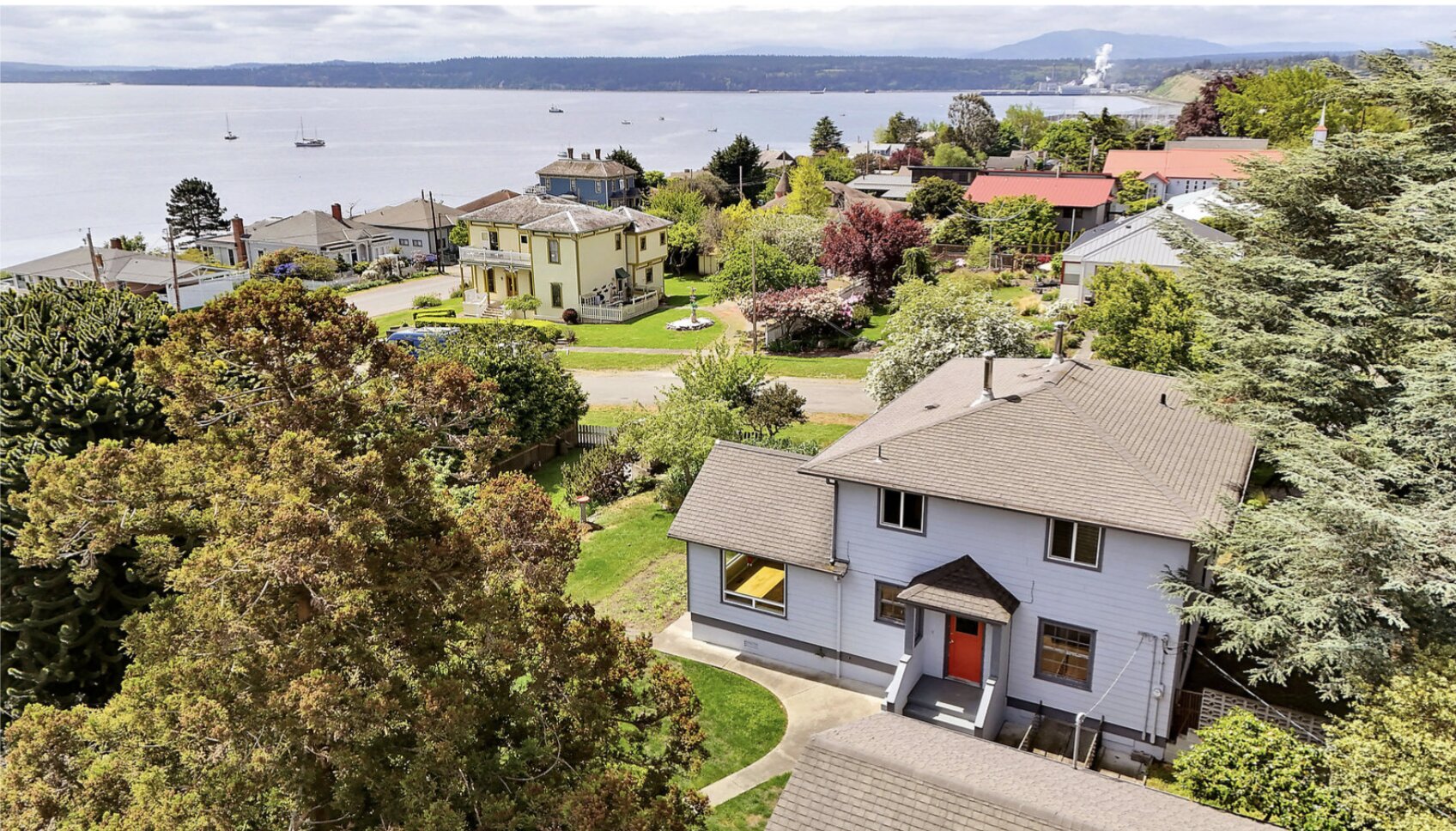 An aerial view of a home.