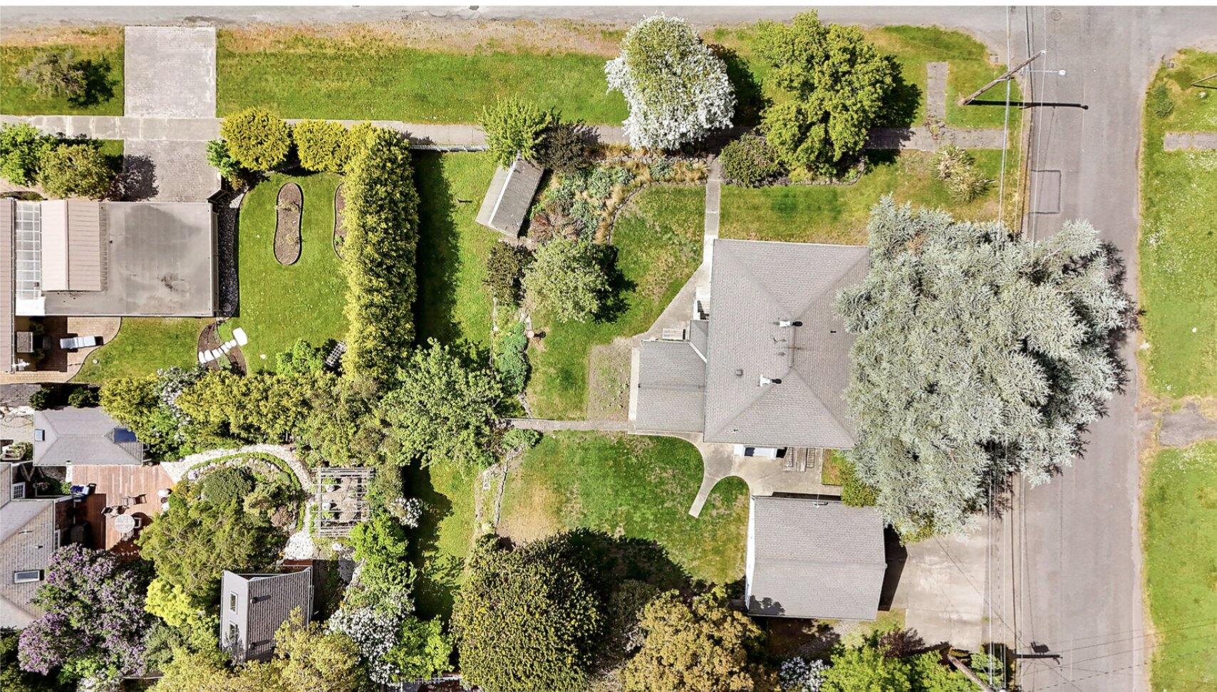 An aerial view of a property for sale.