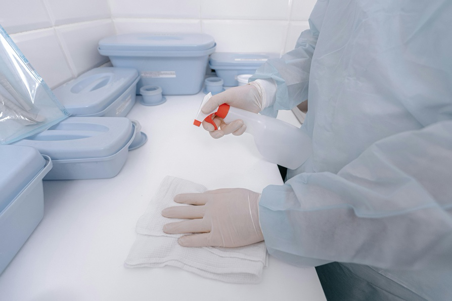 Professional cleaning of treatment area